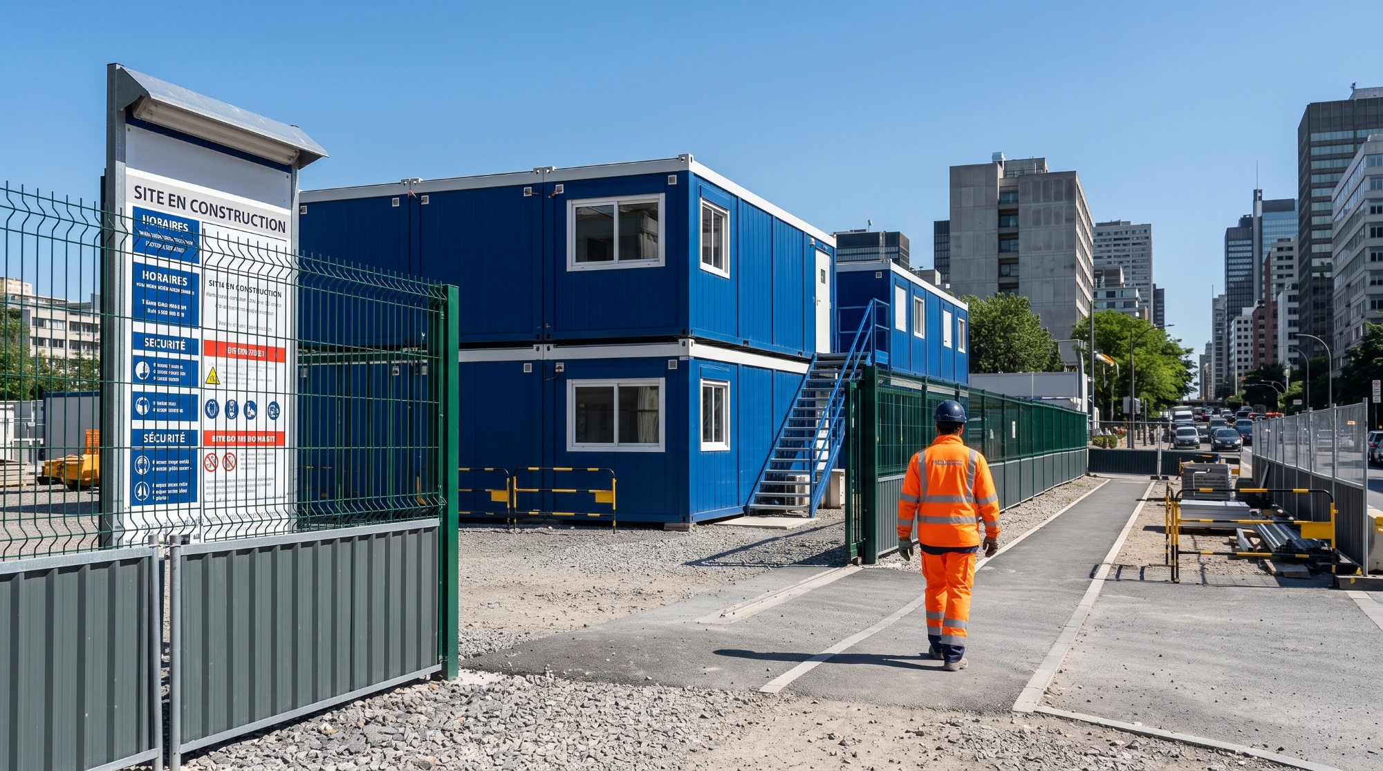 Base vie et signalétique de sécurité sur un chantier urbain